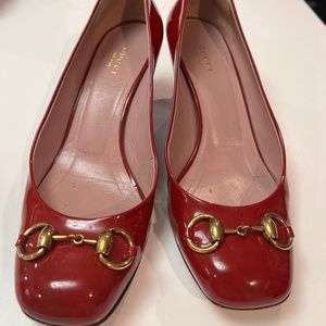 Gucci Red Patent Leather Kitten Heels